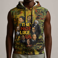 Black History Portrait Collage Sleeveless Hoodie Africa Empowering They Not Like Us Quote in Grunge Paint - Wonder Print Shop