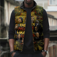 Black History Portrait Collage Sleeveless Puffer Jacket Africa Empowering They Not Like Us Quote in Grunge Paint - Wonder Print Shop