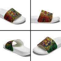 Black History Portrait Collage Slide Sandals Africa Empowering They Not Like Us Quote in Grunge Paint - Wonder Print Shop