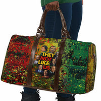 Black History Portrait Collage Travel Bag Africa Empowering They Not Like Us Quote in Grunge Paint - Wonder Print Shop