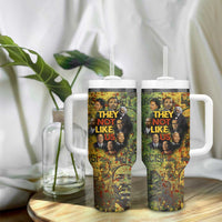 Black History Portrait Collage Tumbler With Handle Africa Empowering They Not Like Us Quote in Grunge Paint - Wonder Print Shop