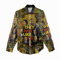 Black History Portrait Collage Women Casual Shirt Africa Empowering They Not Like Us Quote in Grunge Paint - Wonder Print Shop
