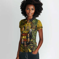 Black History Portrait Collage Women Polo Shirt Africa Empowering They Not Like Us Quote in Grunge Paint - Wonder Print Shop