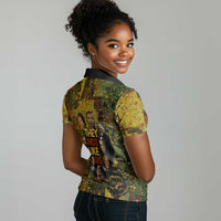 Black History Portrait Collage Women Polo Shirt Africa Empowering They Not Like Us Quote in Grunge Paint - Wonder Print Shop