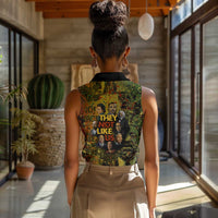 Black History Portrait Collage Women Sleeveless Polo Shirt Africa Empowering They Not Like Us Quote in Grunge Paint - Wonder Print Shop