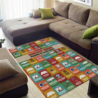 Everyday Genius Powered by Black Minds Area Rug with Colorful Invention Icons Pattern - Wonder Print Shop