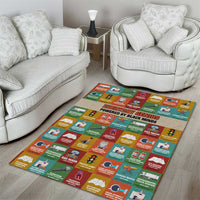 Everyday Genius Powered by Black Minds Area Rug with Colorful Invention Icons Pattern - Wonder Print Shop