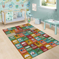 Everyday Genius Powered by Black Minds Area Rug with Colorful Invention Icons Pattern - Wonder Print Shop