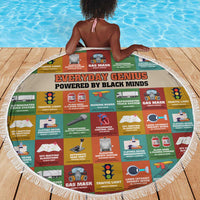 Everyday Genius Powered by Black Minds Beach Blanket with Colorful Invention Icons Pattern - Wonder Print Shop