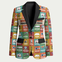 Everyday Genius Powered by Black Minds Blazer with Colorful Invention Icons Pattern - Wonder Print Shop