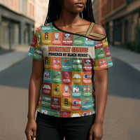 Everyday Genius Powered by Black Minds Cross Shoulder Shirt with Colorful Invention Icons Pattern - Wonder Print Shop