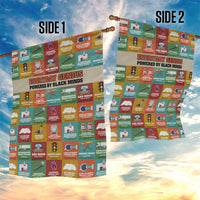 Everyday Genius Powered by Black Minds Garden Flag with Colorful Invention Icons Pattern - Wonder Print Shop