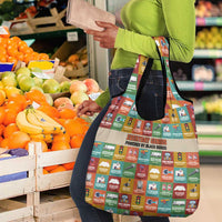 Everyday Genius Powered by Black Minds Grocery Bag with Colorful Invention Icons Pattern - Wonder Print Shop