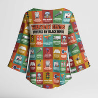 Everyday Genius Powered by Black Minds Kimono Sleeve Blouse with Colorful Invention Icons Pattern - Wonder Print Shop