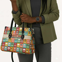 Everyday Genius Powered by Black Minds Leather Bag with Colorful Invention Icons Pattern - Wonder Print Shop