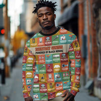 Everyday Genius Powered by Black Minds Long Sleeve Shirt with Colorful Invention Icons Pattern - Wonder Print Shop