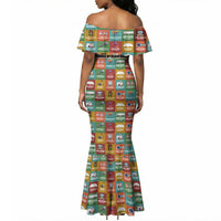 Everyday Genius Powered by Black Minds Mermaid Dress with Colorful Invention Icons Pattern - Wonder Print Shop