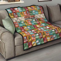 Everyday Genius Powered by Black Minds Quilt with Colorful Invention Icons Pattern - Wonder Print Shop