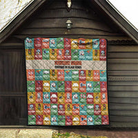 Everyday Genius Powered by Black Minds Quilt with Colorful Invention Icons Pattern - Wonder Print Shop
