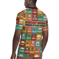 Everyday Genius Powered by Black Minds Rugby Jersey with Colorful Invention Icons Pattern - Wonder Print Shop