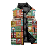 Everyday Genius Powered by Black Minds Sleeveless Puffer Jacket with Colorful Invention Icons Pattern - Wonder Print Shop