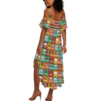 Everyday Genius Powered by Black Minds Summer Maxi Dress with Colorful Invention Icons Pattern - Wonder Print Shop