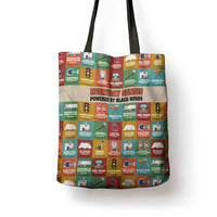 Everyday Genius Powered by Black Minds Tote Bag with Colorful Invention Icons Pattern - Wonder Print Shop