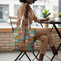 Everyday Genius Powered by Black Minds Tote Bag with Colorful Invention Icons Pattern - Wonder Print Shop