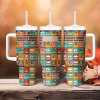 Everyday Genius Powered by Black Minds Tumbler With Handle with Colorful Invention Icons Pattern - Wonder Print Shop