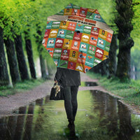 Everyday Genius Powered by Black Minds Umbrella with Colorful Invention Icons Pattern - Wonder Print Shop