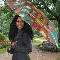 Everyday Genius Powered by Black Minds Umbrella with Colorful Invention Icons Pattern - Wonder Print Shop