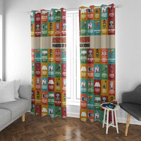 Everyday Genius Powered by Black Minds Window Curtain with Colorful Invention Icons Pattern - Wonder Print Shop