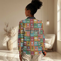 Everyday Genius Powered by Black Minds Women Casual Shirt with Colorful Invention Icons Pattern - Wonder Print Shop