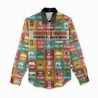 Everyday Genius Powered by Black Minds Women Casual Shirt with Colorful Invention Icons Pattern - Wonder Print Shop