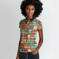 Everyday Genius Powered by Black Minds Women Polo Shirt with Colorful Invention Icons Pattern - Wonder Print Shop
