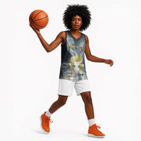 Hesat Celestial Cow Egyptian Basketball Jersey with Mythic Sky Motif in Cosmic Theme