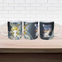 Hesat Celestial Cow Egyptian Ceramic Mug with Mythic Sky Motif in Cosmic Theme