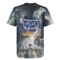 Hesat Celestial Cow Egyptian Rugby Jersey with Mythic Sky Motif in Cosmic Theme