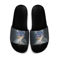 Hesat Celestial Cow Egyptian Slide Sandals with Mythic Sky Motif in Cosmic Theme