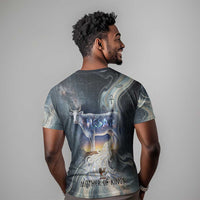 Hesat Celestial Cow Egyptian T shirt with Mythic Sky Motif in Cosmic Theme