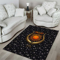 Hesat Solar Horn Symbol Area Rug Egyptian Cosmic Cow in Starry Milky Way