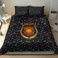 Hesat Solar Horn Symbol Bedding Set Egyptian Cosmic Cow in Starry Milky Way