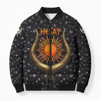 Hesat Solar Horn Symbol Bomber Puffer Jacket Egyptian Cosmic Cow in Starry Milky Way