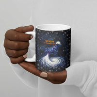 Hesat Solar Horn Symbol Ceramic Mug Egyptian Cosmic Cow in Starry Milky Way