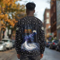 Hesat Solar Horn Symbol Long Sleeve Shirt Egyptian Cosmic Cow in Starry Milky Way