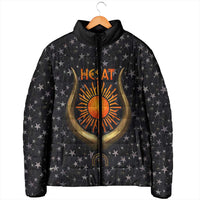 Hesat Solar Horn Symbol Padded Jacket Egyptian Cosmic Cow in Starry Milky Way
