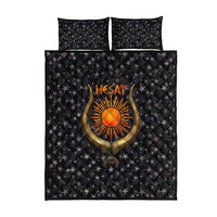 Hesat Solar Horn Symbol Quilt Bed Set Egyptian Cosmic Cow in Starry Milky Way
