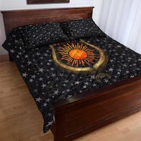 Hesat Solar Horn Symbol Quilt Bed Set Egyptian Cosmic Cow in Starry Milky Way