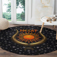 Hesat Solar Horn Symbol Round Carpet Egyptian Cosmic Cow in Starry Milky Way
