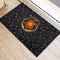 Hesat Solar Horn Symbol Rubber Doormat Egyptian Cosmic Cow in Starry Milky Way